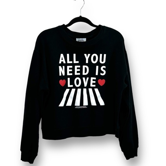 Lyrics By Lennon and McCartney Tops - Lennon & McCartney Sweatshirt Women Black All You Need Is Love Pullover Sz M
